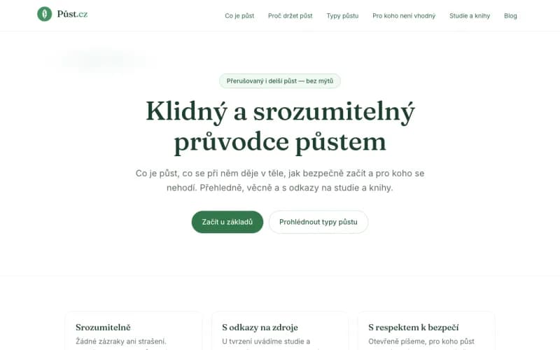 Náhled webu Pust.cz